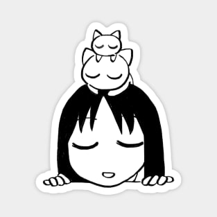 I draw sleepy osaka with sleeping neco coneco on her head / funny azumanga daioh manga Magnet