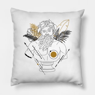 Poseidon (Neptune). Creative Illustration In Geometric And Line Art Style Pillow