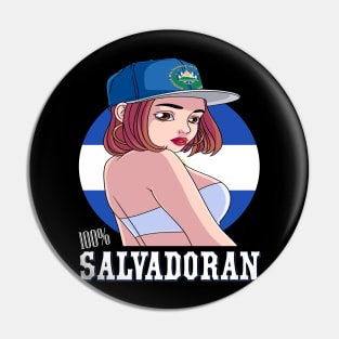 100% Salvadoran Latina Girl El Salvador Flag Pride Pin
