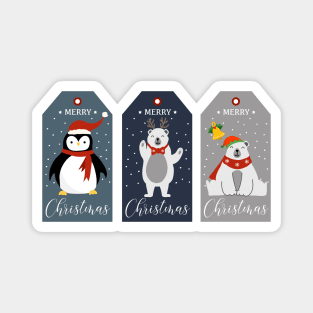 Holiday greeting cards gift labels with cute animals Magnet