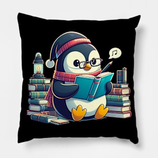 Penguin Reading Read Reading Librarian Book Pillow