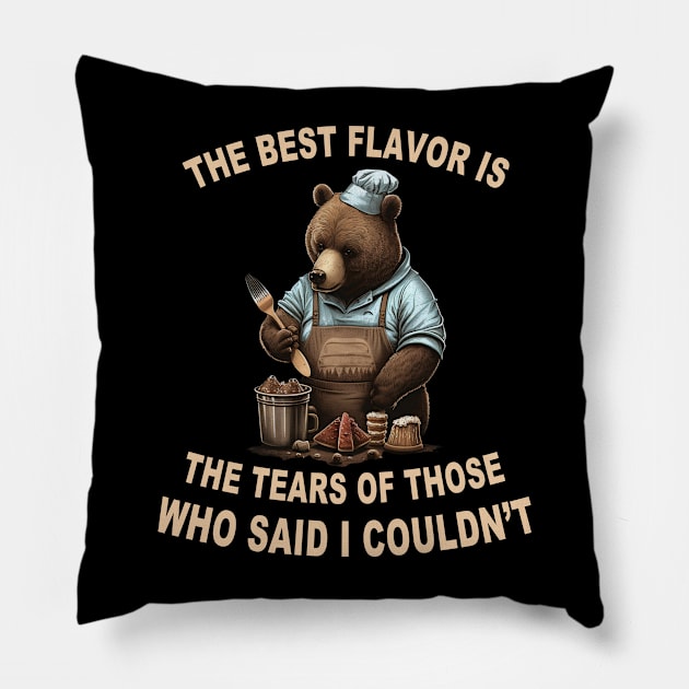 Funny Sarcastic Bear Sayings Chef Bear Cooking Pillow by RetroZin