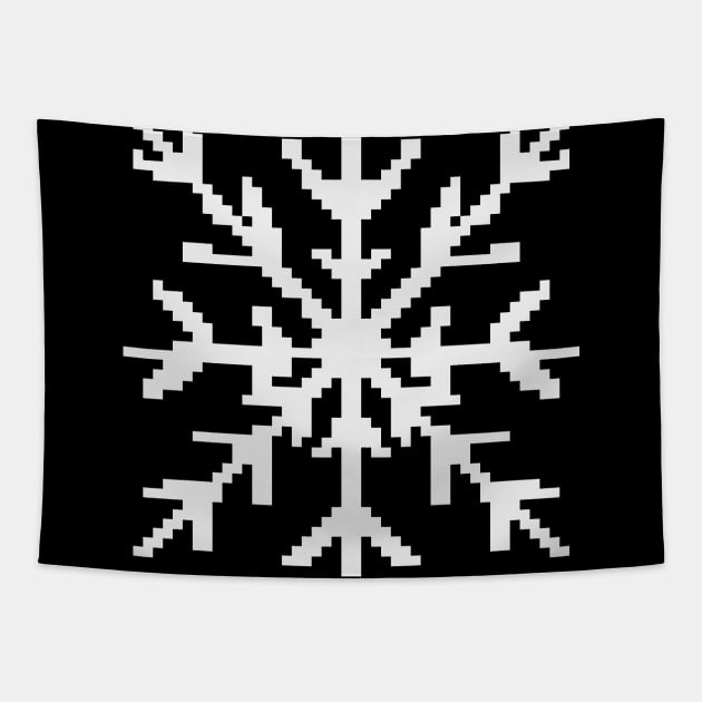 White snowflake pixel art Tapestry by Xatutik-Art