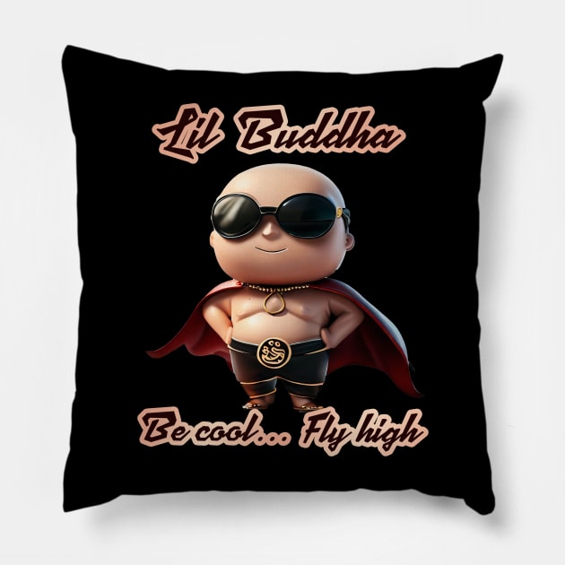 Lil Buddha superhero Pillow by Out of Line Wear