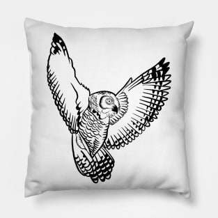 Flying Owl Line Art Pillow