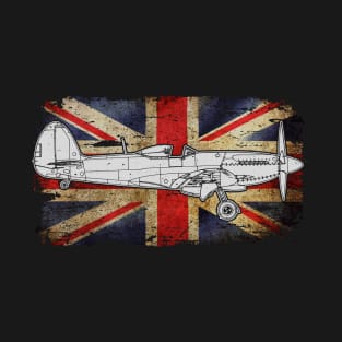 Spitfire Fighter Plan Union Jack Flag T-Shirt