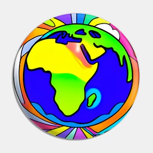 Vibrant 70s Style Planet Earth (MD23ERD004) Pin