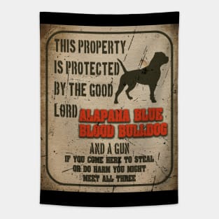Alapaha blue blood bulldog Silhouette Vintage Humorous Guard Dog Warning Tapestry