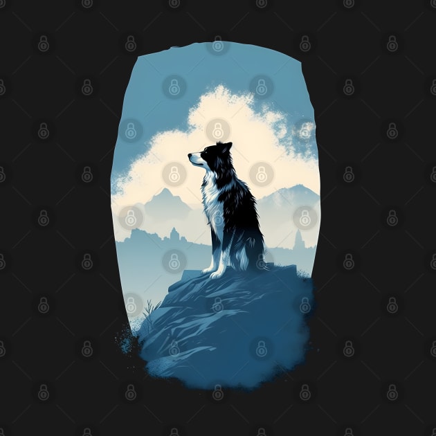 Summit Collies: Border Collie on the Mountain Top by Cute Dogs AI