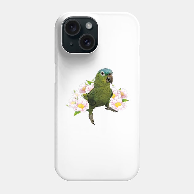 blue-crowned parrot Phone Case by obscurite