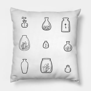 Cute Jar illustrations with crystals Pillow