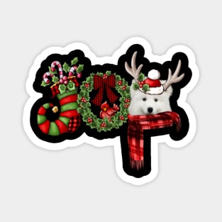 Christmas Joy Dwarf Stocking Reindeer Samoyed Magnet