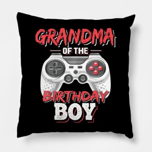 Grandma Of The Birthday Boy Matching Video Gamer Party Pillow