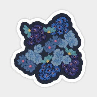 Blue Floral Design Magnet