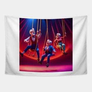 Pensioners as trapeze Artists Tapestry