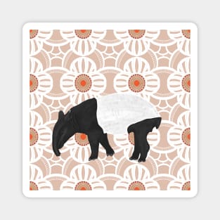 Tapir on Abstract Floral Pattern Magnet