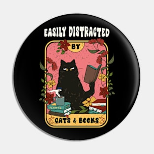 Easily distracted by cats and books Pin