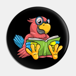 Parrot as Nerd with Glasses and Book Pin