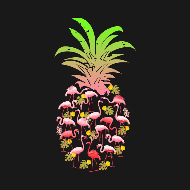 Pineapple Pink Flamingo Summer Fruit Hawaiian by peskyrubeus