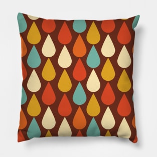 Warm Retro Colors Raindrop Pattern Pillow