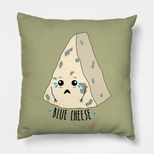 Sad Blue Cheese Funny Food Pun Pillow