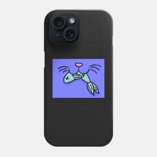 Copy of Cat Mouth With Fish (Blue) Phone Case