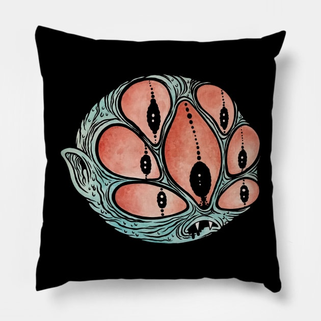 7 Eyed Goblin Pillow by flynnryanart