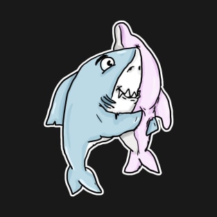 shark hugging a dolphin plush T-Shirt