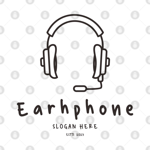 Earhphone Icon Vintage Simple Line Art by brographic