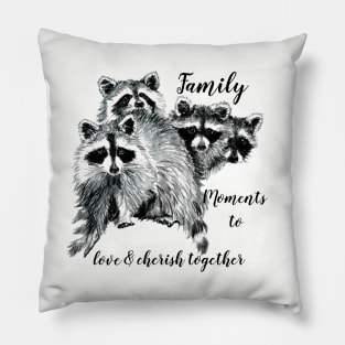 Fun Watercolor Raccoon Family Love Quote Pillow