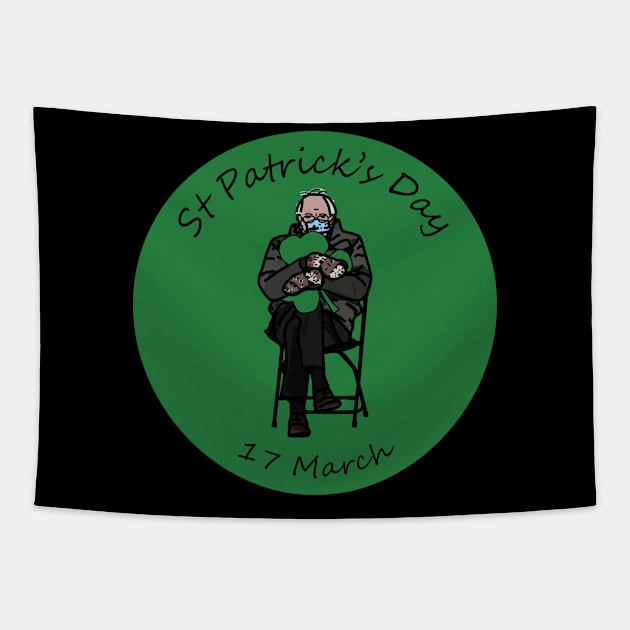 Bernie Sanders Mittens St Patricks Day Tapestry by ellenhenryart