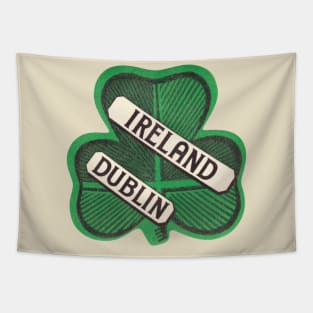 Dublin Ireland Vintage Travel Souvenir Clover Tapestry