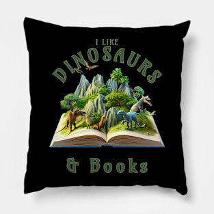 I like dinosaurs and books Pillow