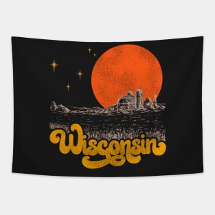 Vintage State of Wisconsin Mid Century Distressed Aesthetic Tapestry