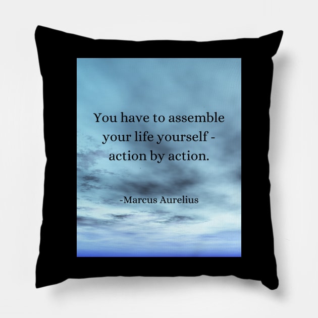 Marcus Aurelius's Wisdom - Assemble Your Life: Action by Action Pillow by Dose of Philosophy