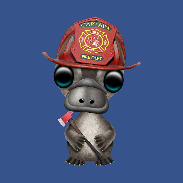 Disover Cute Baby Platypus Firefighter - Baby Platypus - T-Shirt