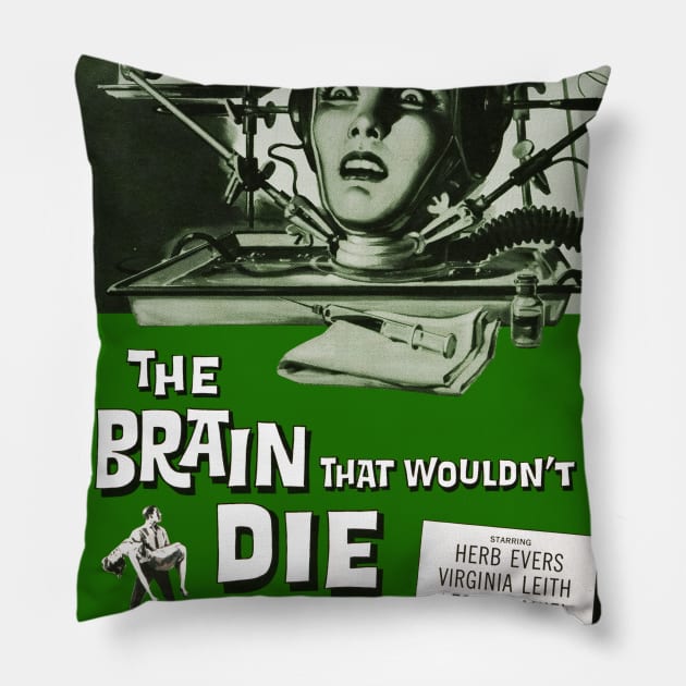 The Brain The Wouldn't Die - Horror Movie B-Movie Pillow by spiralrewind