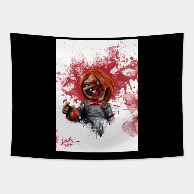 Evil Chucky Tapestry by Art Of Lunatik