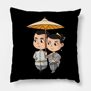 Chibi Khmer Cambodian Couple Pillow