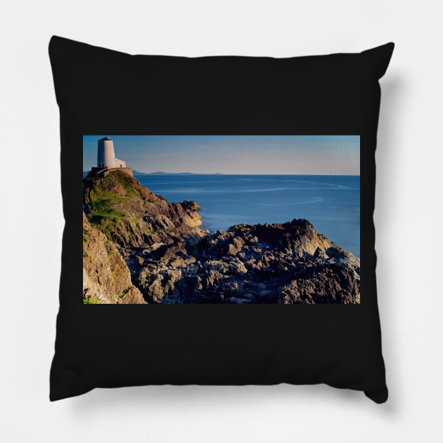 THE ROCKY COASTAL SHORE OF LLANDDWYN Pillow by dumbodancer