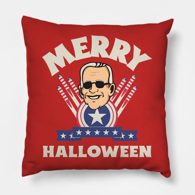 Merry Halloween - Joe Biden Funny Confused Happy 4th of July Pillow by Etopix