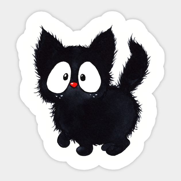 Simple Black Cat Sticker, HQ2, Black Cat, Cute, Adorable