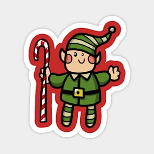 Elf Christmas helper with candy Magnet