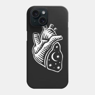 Starry PNL Heart - Digital Drawing - B&W Phone Case