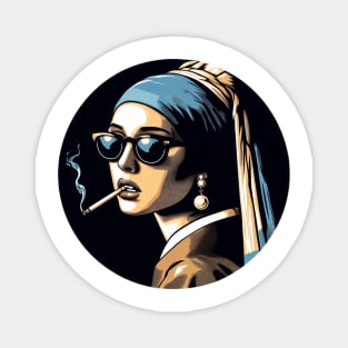 girl with a pearl earring smoking Magnet