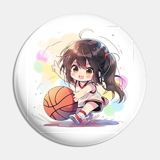 chibi girl play basketball Pin