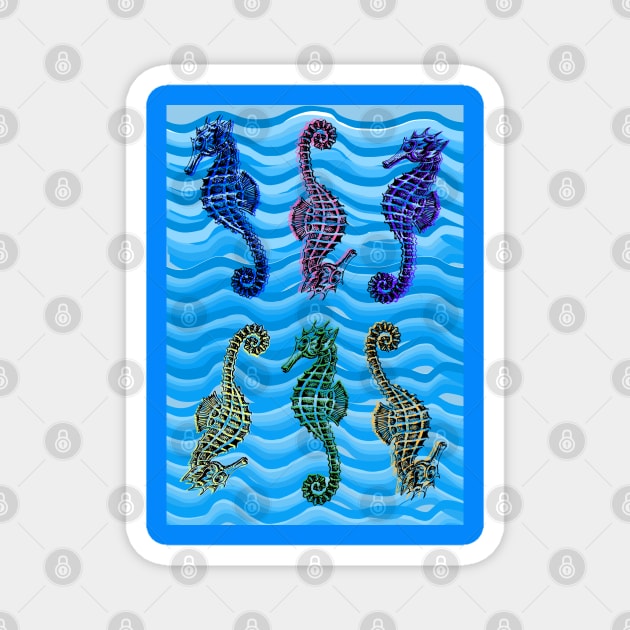 Seahorses in six different colours Magnet by Blue Butterfly Designs 