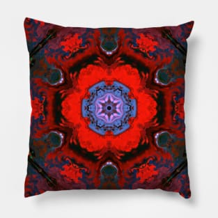 Psychedelic Hippie Red and Blue Pillow