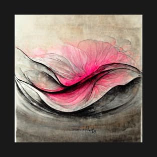 blush_pink_grey_dark_light_love_modern_buy art._trendy_ink_flow_free_flowing_abstract_ abstrakt art._ pastel_beautiful_black_white_pink T-Shirt