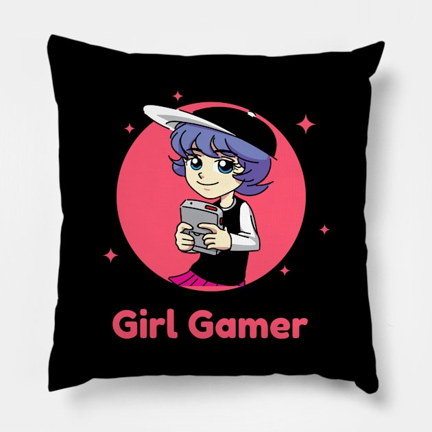 Girl Gamer Pillow by playerpup